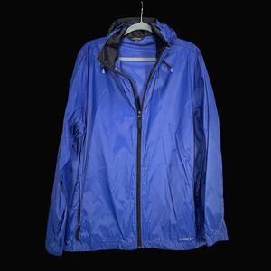 Lands End Mens Royal Blue Full Zip Hooded Windbreaker Jacket Large 42-44